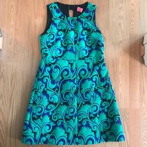 J. Crew Blue and Green Abstract Floral Dress